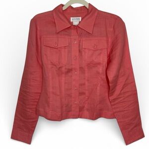 Allison Taylor Pink Linen Jacket size S Shirt Lightweight Shacket Spring Easter